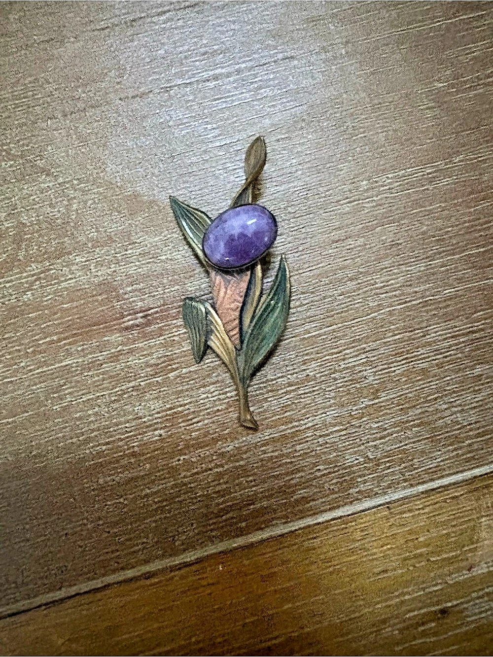 Floral Purple Gemstone Brooch Pin